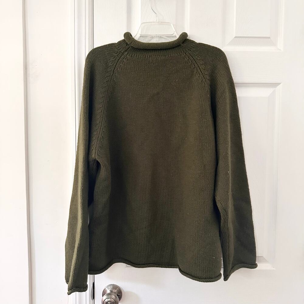 J Crew Vintage Red Oarsman Green Wool Roll Mock Neck Sweater Large Men Hong Kong - Picture 8 of 8